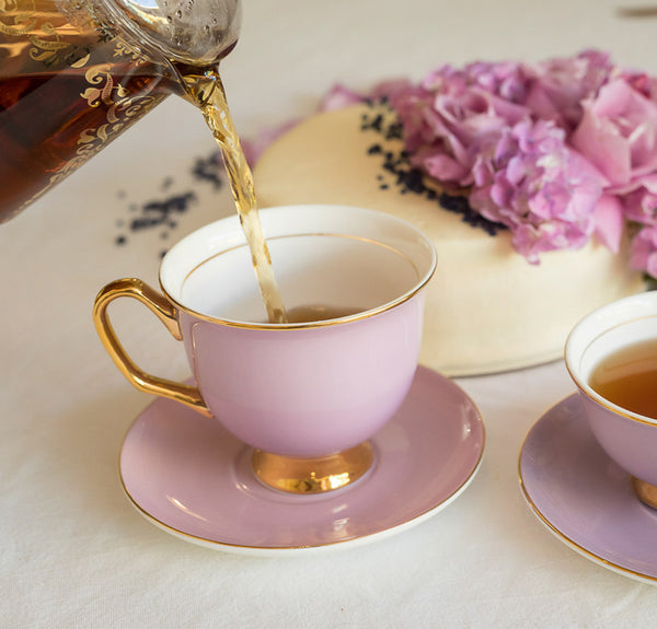XL Lavender Teacup and Saucer - LyndalT