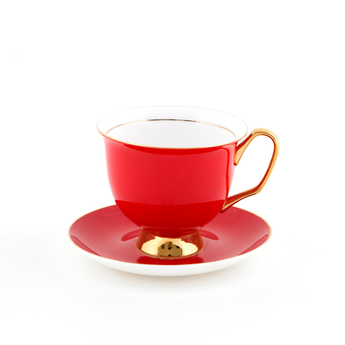 XL Red Teacup and Saucer