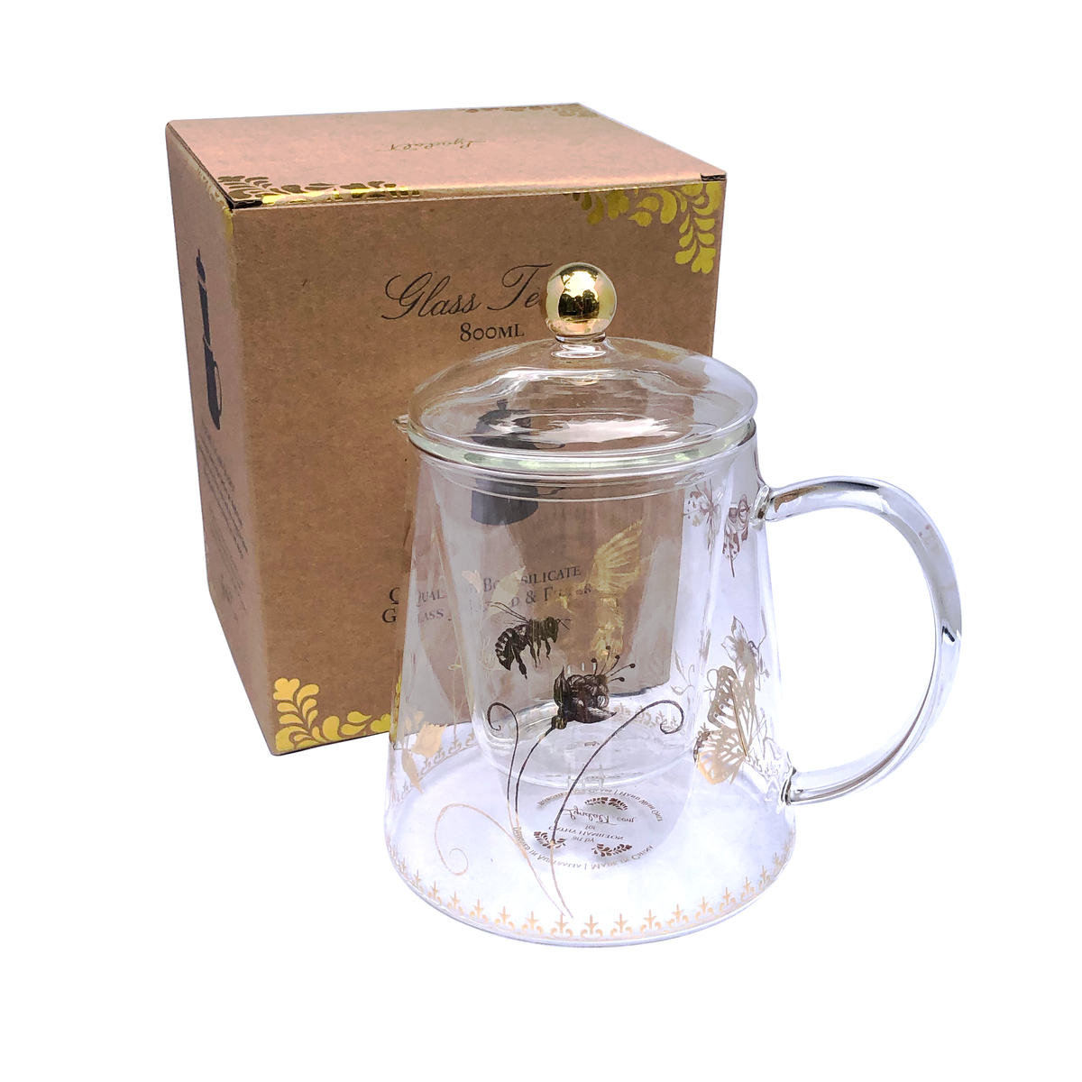 Glass Teapot in Garden theme – 800mL