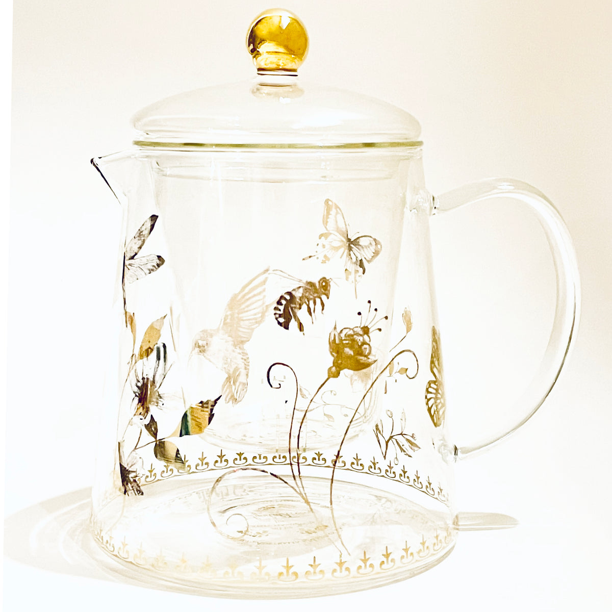 Glass Teapot in Garden theme – 800mL