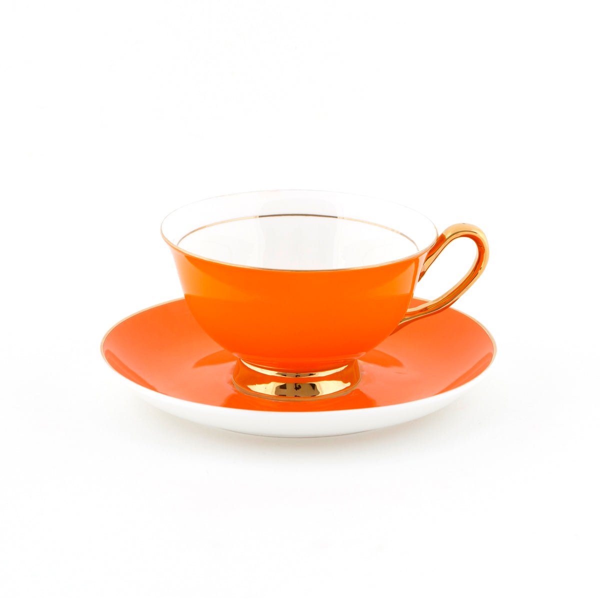 Orange Teacup and Saucer