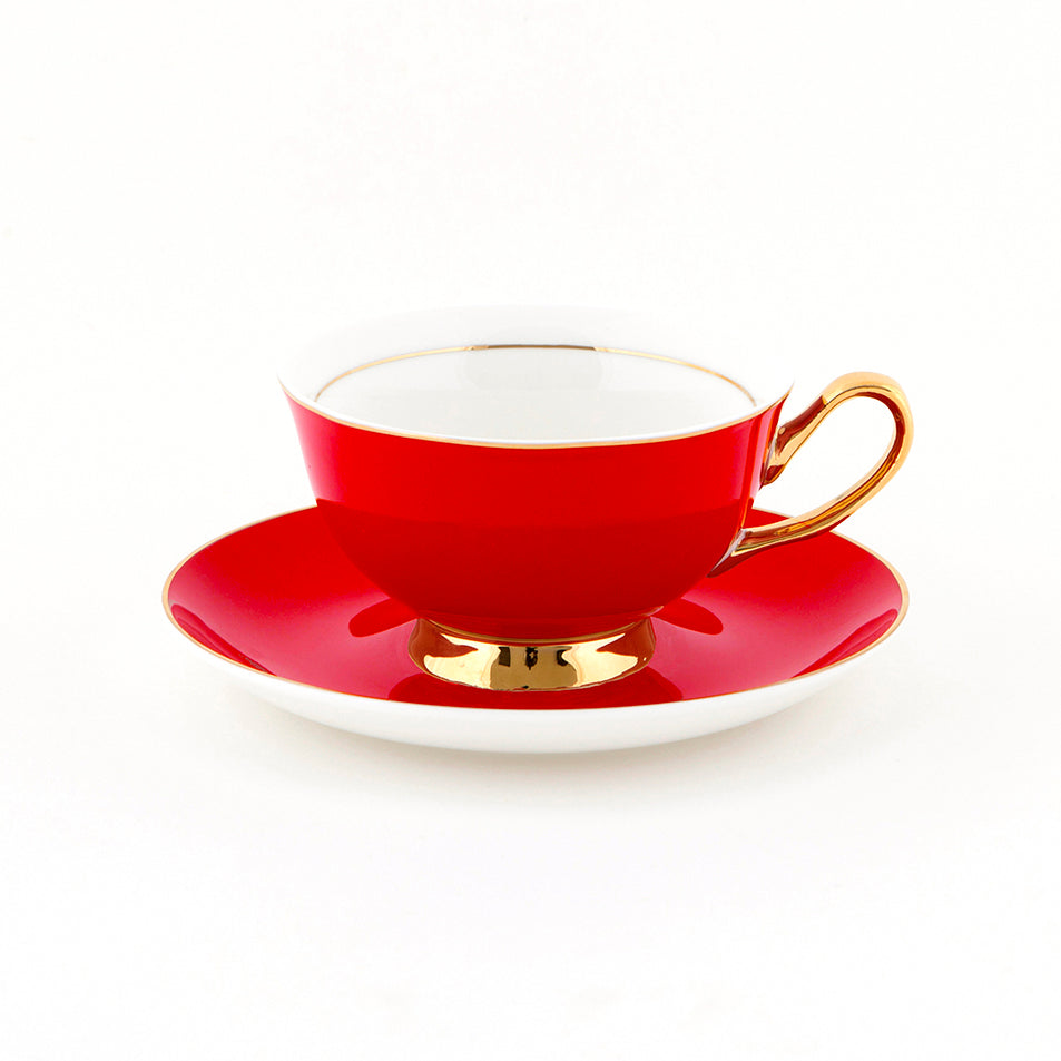 Red Teacup and Saucer