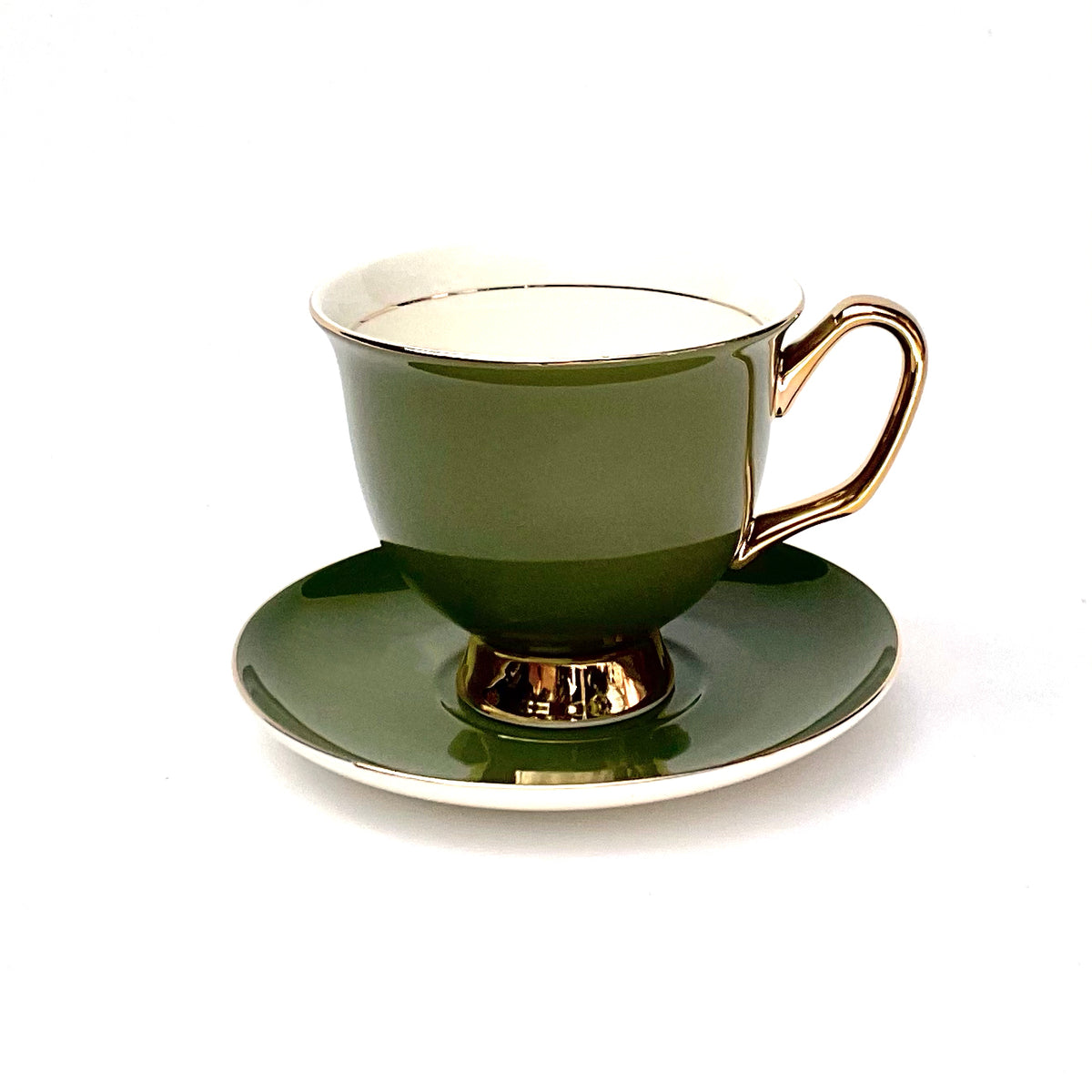 XL Olive Green Teacup and Saucer