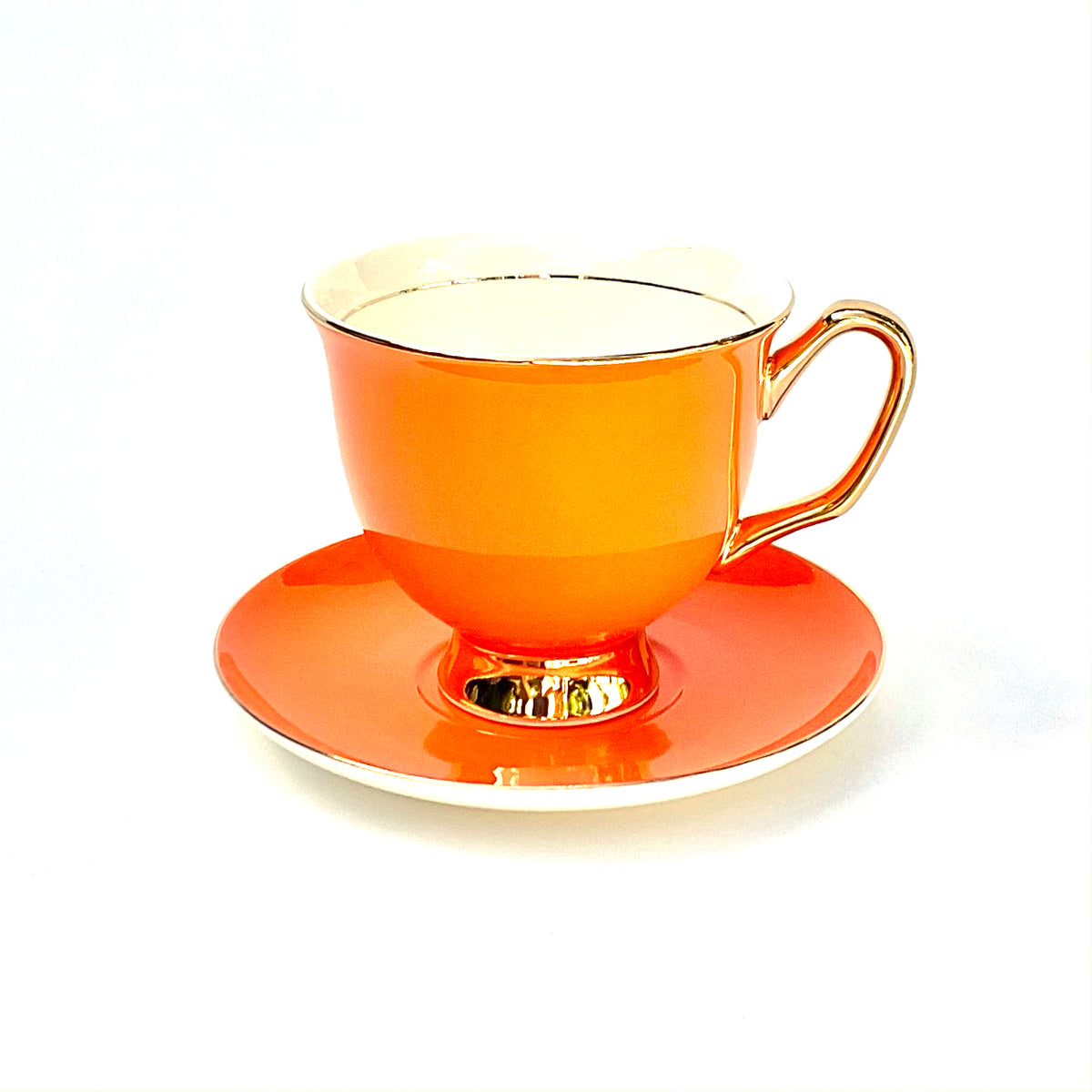 XL Orange Teacup and Saucer