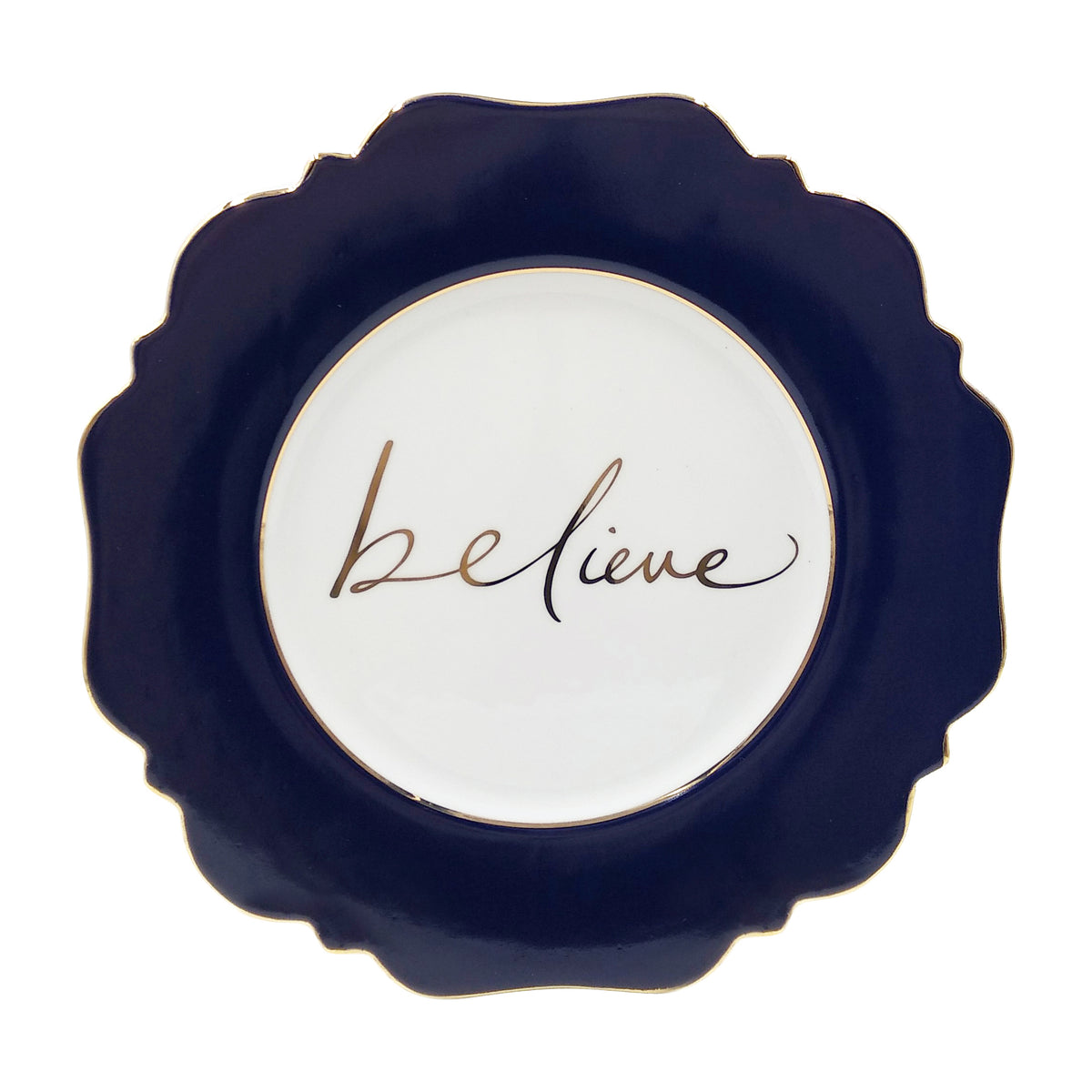 Navy ‘Believe’ Side Plate