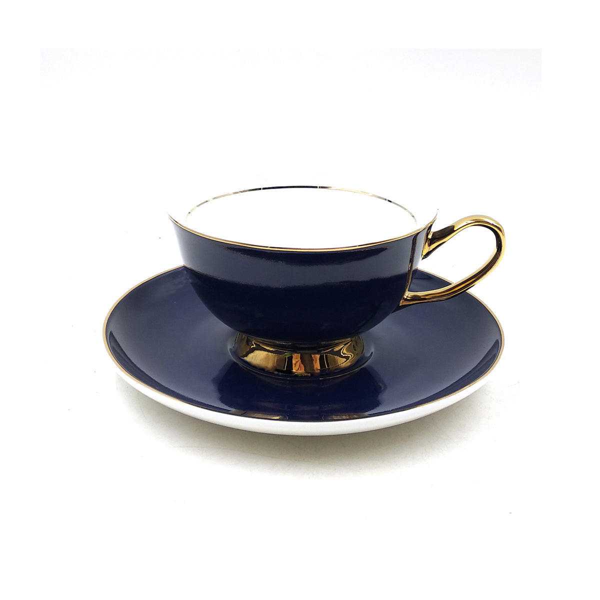 Navy Teacup and Saucer